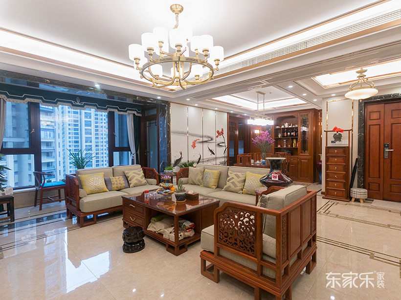長(cháng)沙馨香雅苑106平米中式風(fēng)格裝修案例